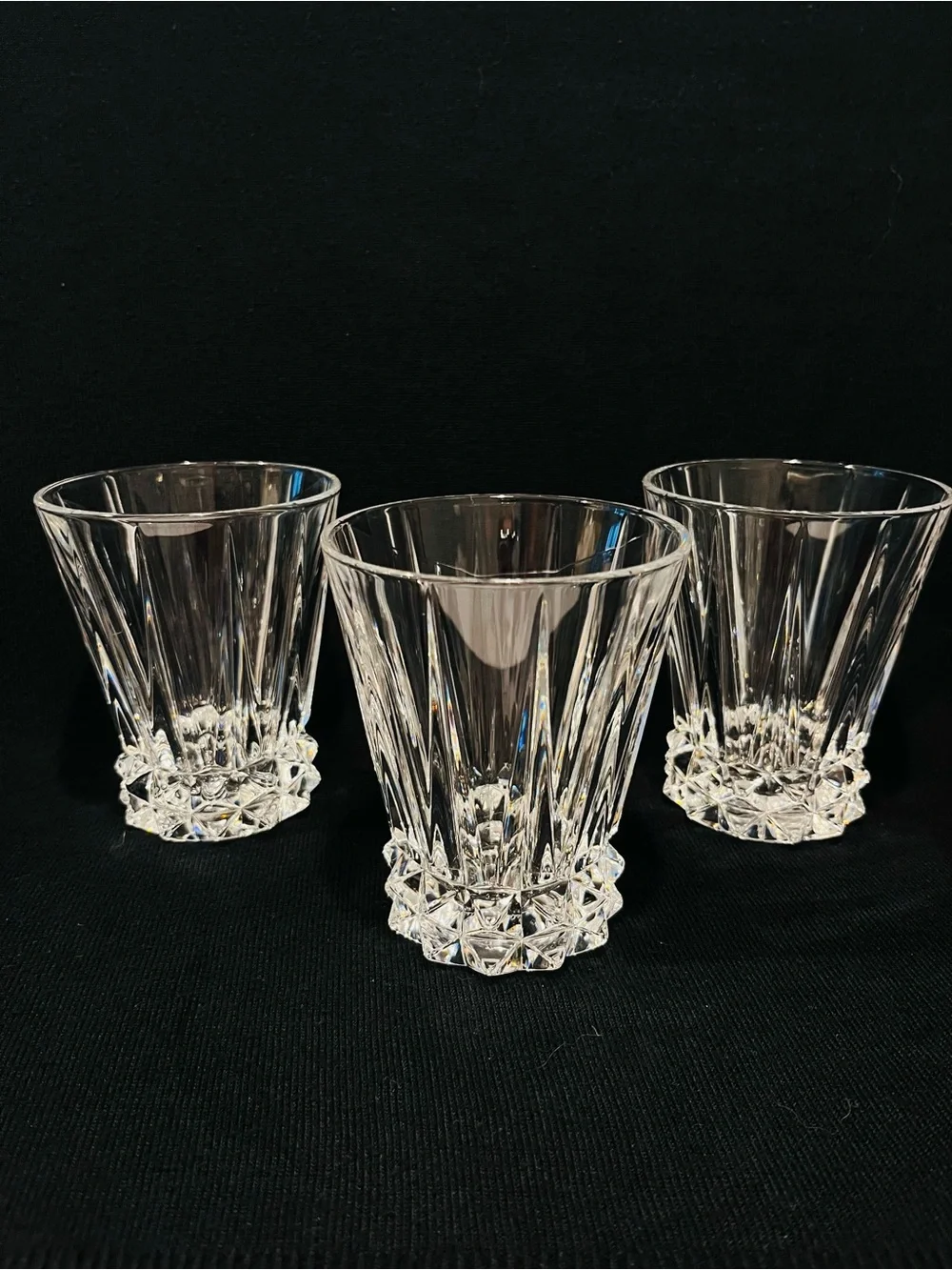 Vintage Rosenthal Blossom Germany Double Old Fashioned Crystal Glasses Set of 3